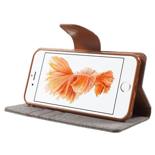 Goospery - Handyhülle für Xiaomi Mi6 - Bookcover - Canvas Diary Series - grau/camel