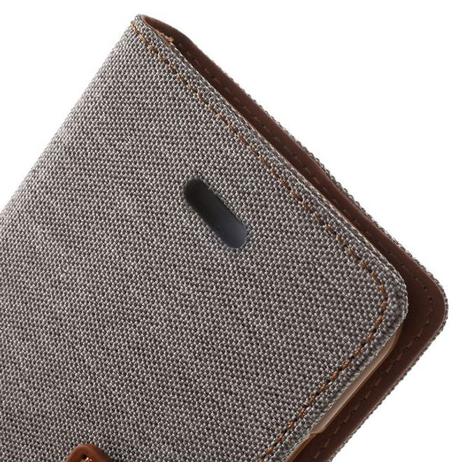 Goospery - Handyhülle für Xiaomi Mi6 - Bookcover - Canvas Diary Series - grau/camel