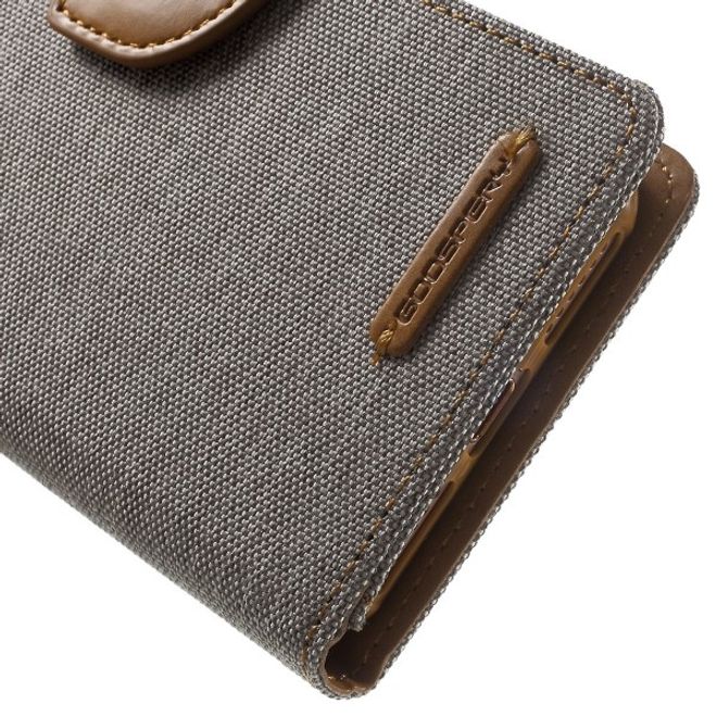 Goospery - Handyhülle für Xiaomi Mi6 - Bookcover - Canvas Diary Series - grau/camel