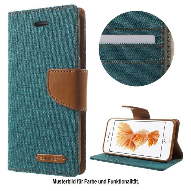 Goospery - Handyhülle für Xiaomi Mi6 - Bookcover - Canvas Diary Series - grün/camel