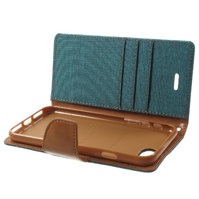 Goospery - Handyhülle für Xiaomi Mi6 - Bookcover - Canvas Diary Series - grün/camel