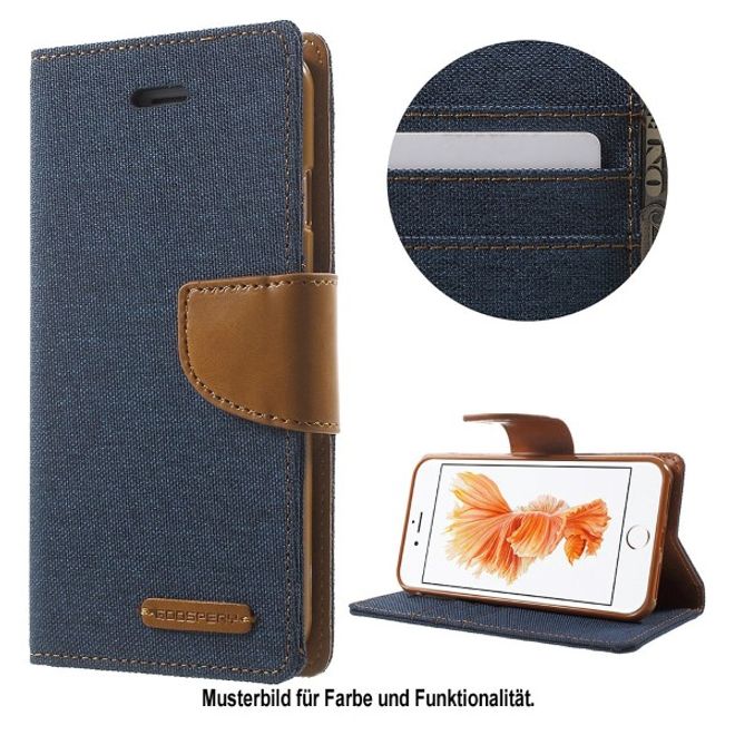 Goospery - Handyhülle für Xiaomi Mi6 - Bookcover - Canvas Diary Series - navy/camel