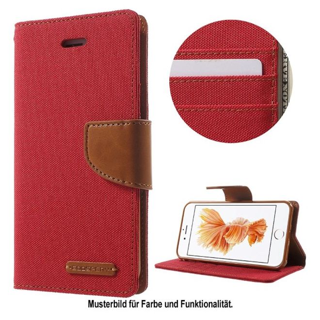 Goospery - Handyhülle für Xiaomi Mi6 - Bookcover - Canvas Diary Series - rot/camel