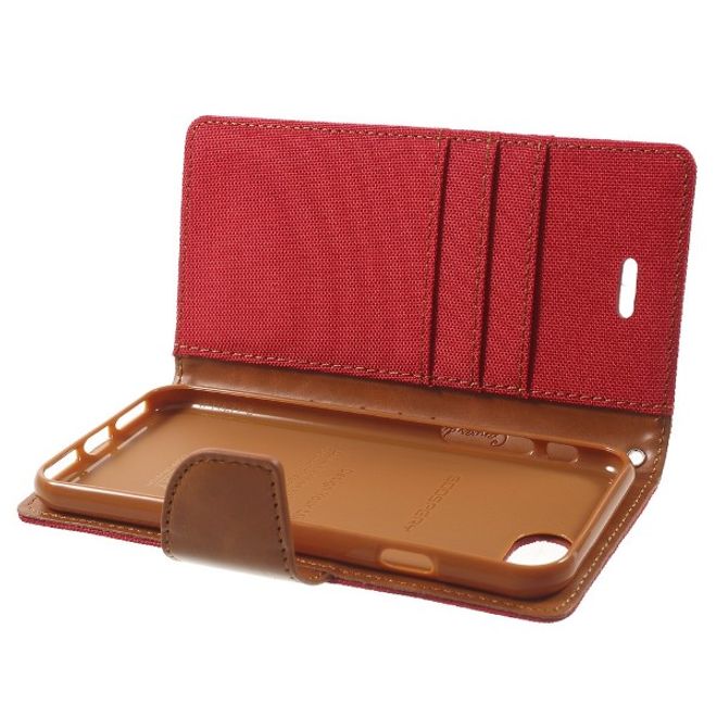 Goospery - Handyhülle für Xiaomi Mi6 - Bookcover - Canvas Diary Series - rot/camel