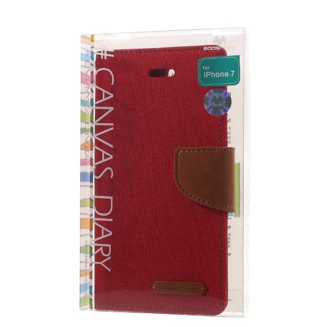 Goospery - Handyhülle für Xiaomi Mi6 - Bookcover - Canvas Diary Series - rot/camel