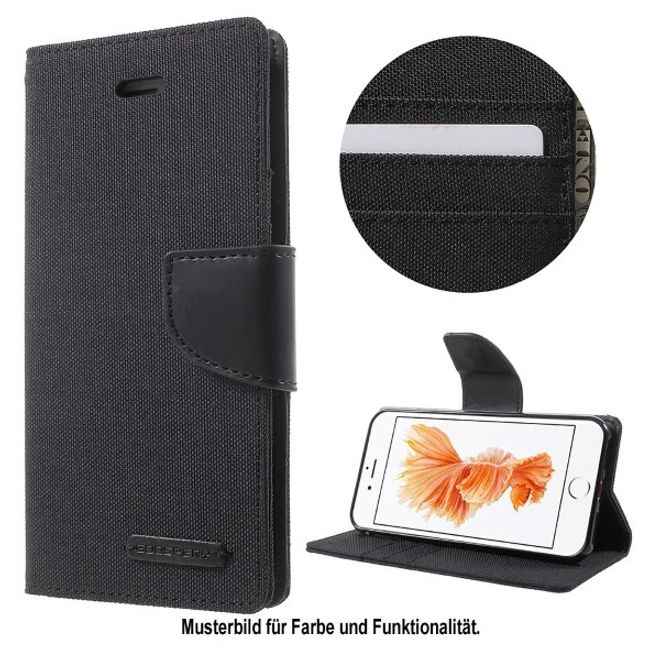 Goospery - Handyhülle für Xiaomi Mi6 - Bookcover - Canvas Diary Series - schwarz