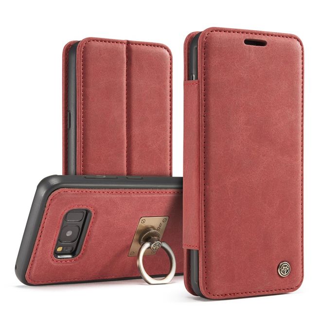 Caseme - Samsung Galaxy S8 Hülle - Case aus Leder - mit abnehmbarem Backcover - rot