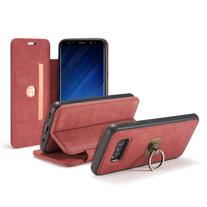 Caseme - Samsung Galaxy S8 Hülle - Case aus Leder - mit abnehmbarem Backcover - rot