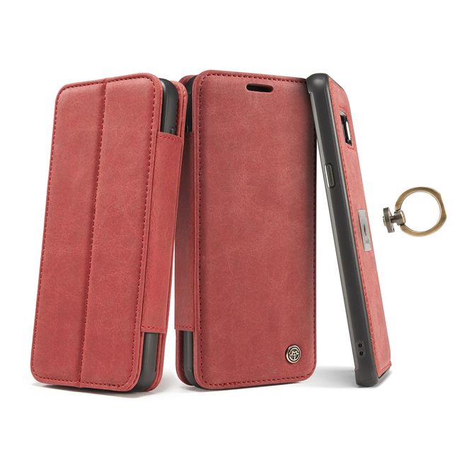 Caseme - Samsung Galaxy S8 Hülle - Case aus Leder - mit abnehmbarem Backcover - rot
