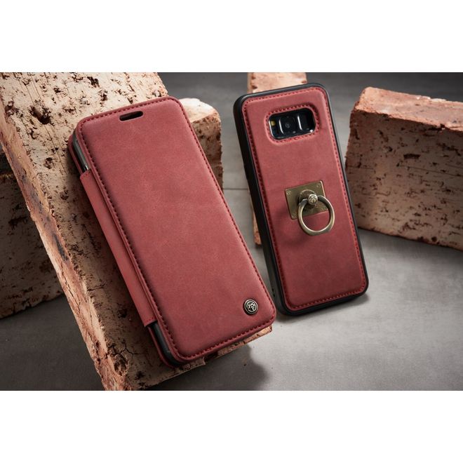 Caseme - Samsung Galaxy S8 Hülle - Case aus Leder - mit abnehmbarem Backcover - rot