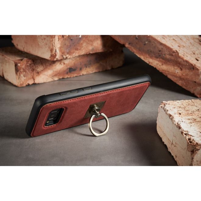 Caseme - Samsung Galaxy S8 Hülle - Case aus Leder - mit abnehmbarem Backcover - rot