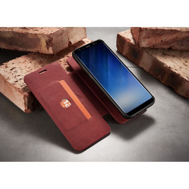 Caseme - Samsung Galaxy S8 Hülle - Case aus Leder - mit abnehmbarem Backcover - rot
