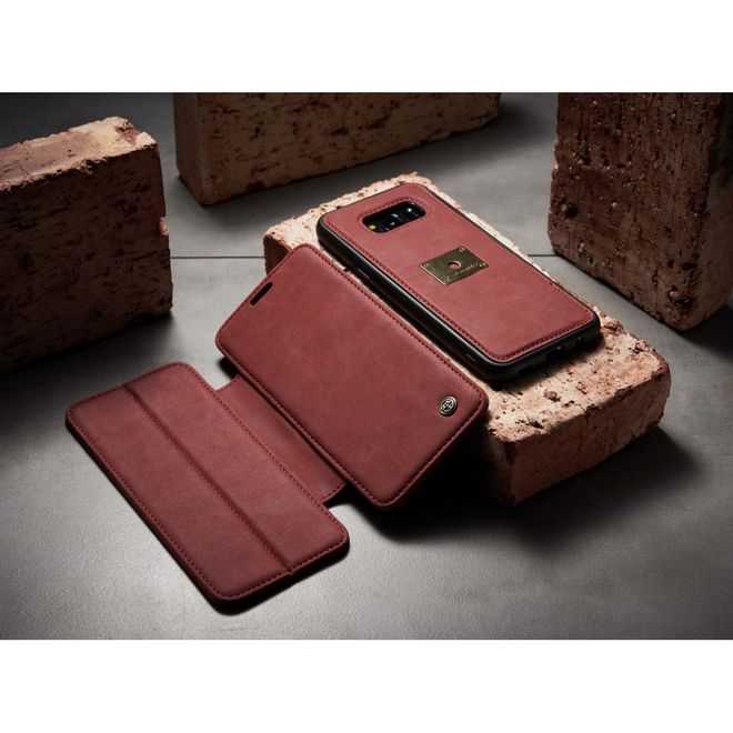 Caseme - Samsung Galaxy S8 Hülle - Case aus Leder - mit abnehmbarem Backcover - rot