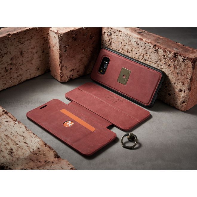 Caseme - Samsung Galaxy S8 Hülle - Case aus Leder - mit abnehmbarem Backcover - rot
