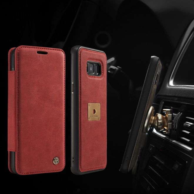 Caseme - Samsung Galaxy S8 Hülle - Case aus Leder - mit abnehmbarem Backcover - rot
