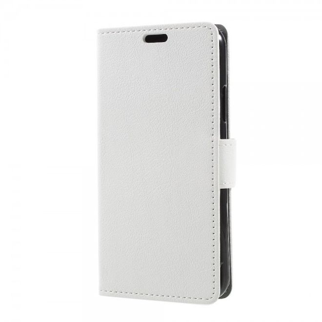 Handyhülle für iPhone XS / X - Leder Bookcover - mit Standfunktion - weiss