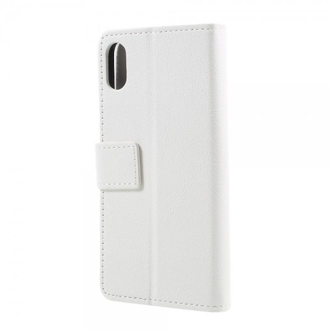 Handyhülle für iPhone XS / X - Leder Bookcover - mit Standfunktion - weiss