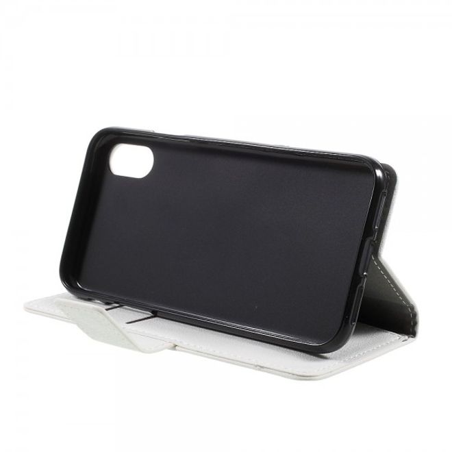 Handyhülle für iPhone XS / X - Leder Bookcover - mit Standfunktion - weiss