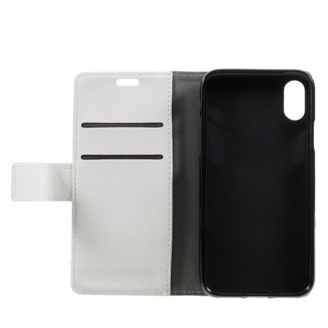 Handyhülle für iPhone XS / X - Leder Bookcover - mit Standfunktion - weiss