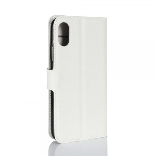 iPhone XS / X Handy Cover - Hülle aus Leder - mit Standfunktion - weiss