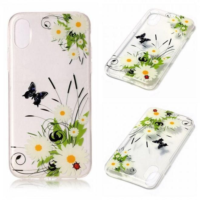iPhone XS / X Hülle - Handy TPU Soft Case - Gänseblümchen und Schmetterling