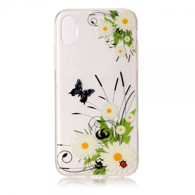 iPhone XS / X Hülle - Handy TPU Soft Case - Gänseblümchen und Schmetterling
