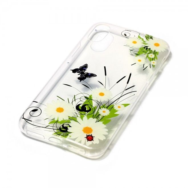 iPhone XS / X Hülle - Handy TPU Soft Case - Gänseblümchen und Schmetterling