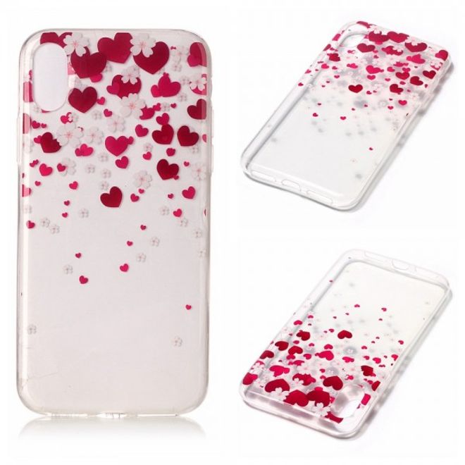 iPhone XS / X Hülle - Handy TPU Soft Case - kleine Herze und Blumen