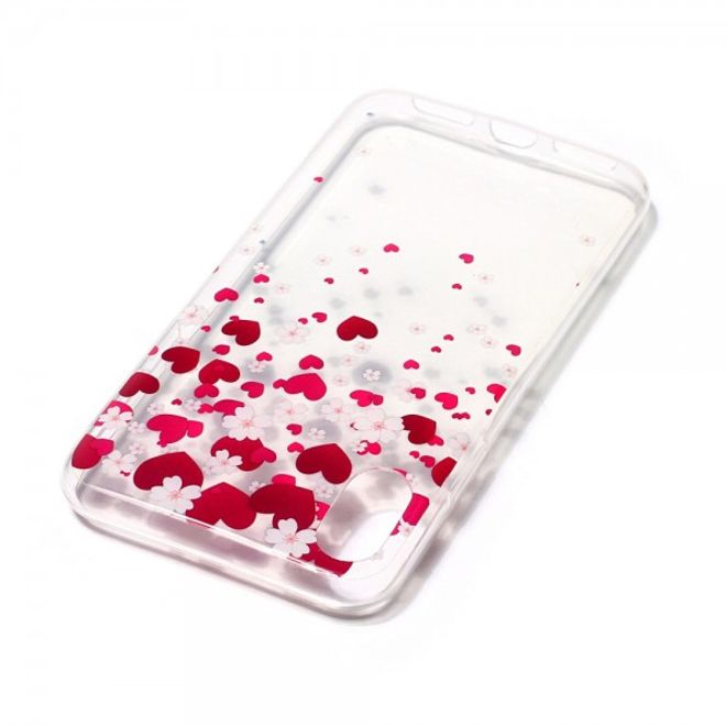 iPhone XS / X Hülle - Handy TPU Soft Case - kleine Herze und Blumen