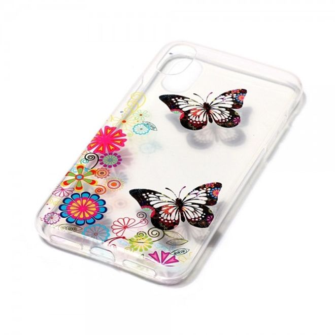 iPhone XS / X Case - TPU Soft Case - Butterflies and Flowers