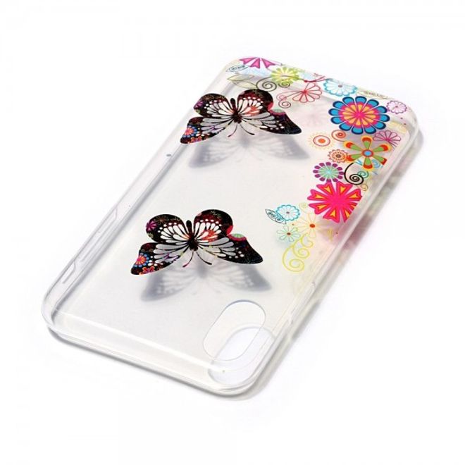 iPhone XS / X Case - TPU Soft Case - Butterflies and Flowers