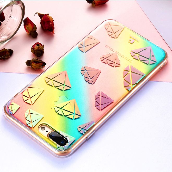 Floveme - iPhone 6 Plus / 6S Plus Handyhülle - Hard Case mit Regenbogen-Verlauf - Diamanten
