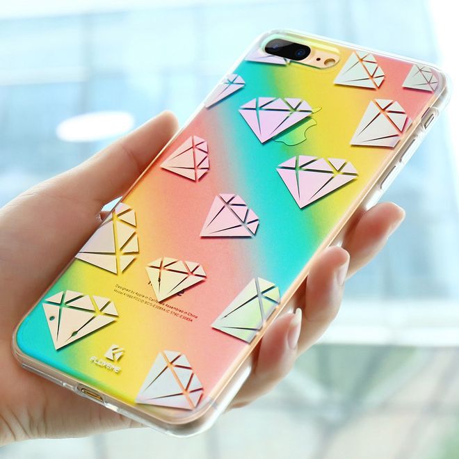 Floveme - iPhone 6 Plus / 6S Plus Handyhülle - Hard Case mit Regenbogen-Verlauf - Diamanten