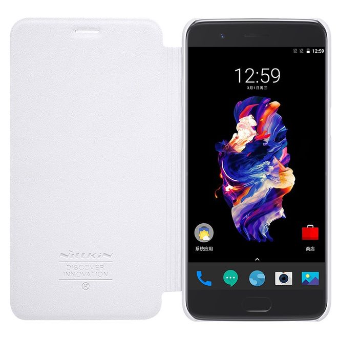 Nillkin - OnePlus 5 Hülle - Funkelndes Leder Case - Sparkle Series - weiss