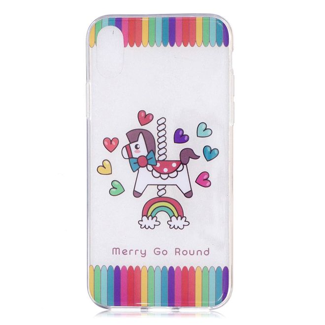 iPhone XS / X Handy Hülle - TPU Softcase - Pferd und Herze
