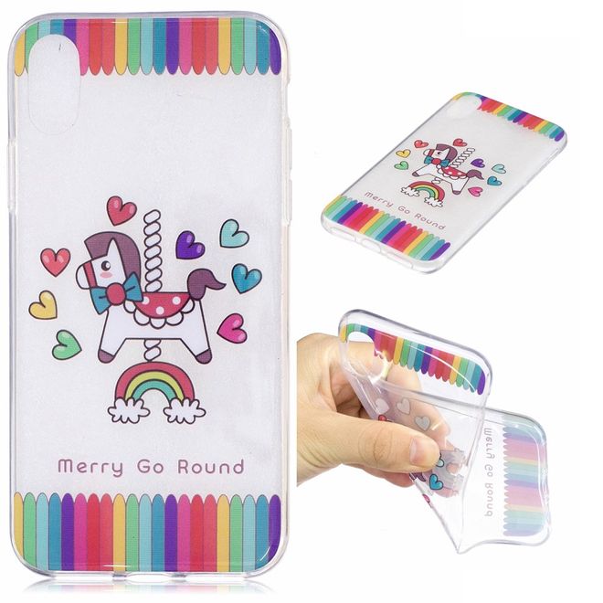 iPhone XS / X Handy Hülle - TPU Softcase - Pferd und Herze