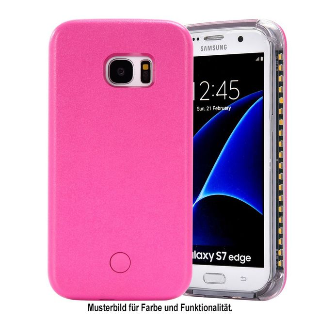 Lumee - Samsung Galaxy S8 Plus Handy Hülle - Case aus Plastik - mit integriertem LED Selfie Licht - rosa