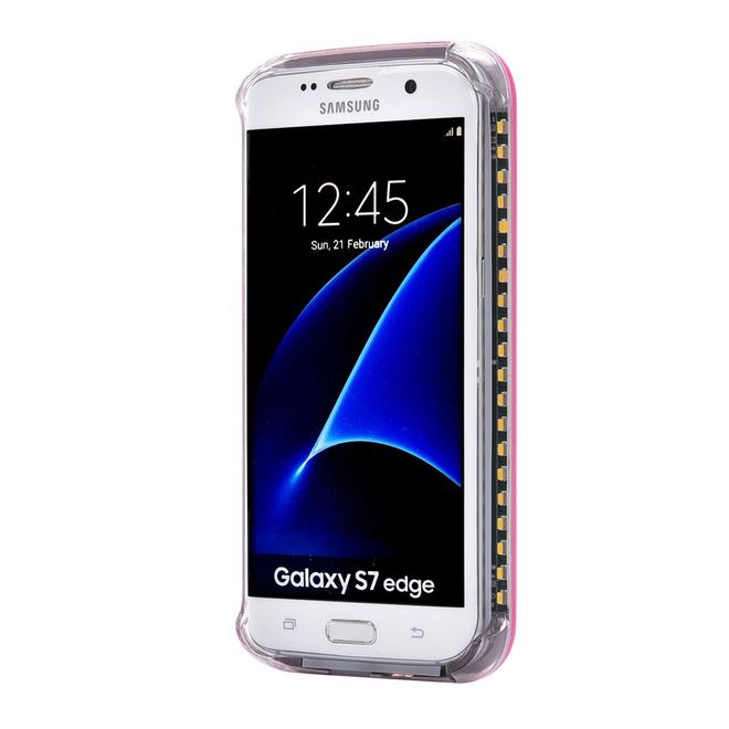 Lumee - Samsung Galaxy S8 Plus Handy Hülle - Case aus Plastik - mit integriertem LED Selfie Licht - rosa