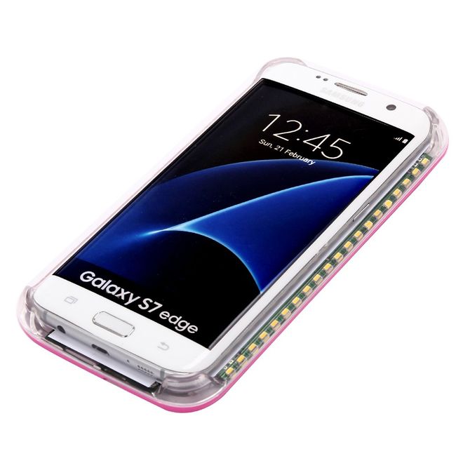 Lumee - Samsung Galaxy S8 Plus Handy Hülle - Case aus Plastik - mit integriertem LED Selfie Licht - rosa