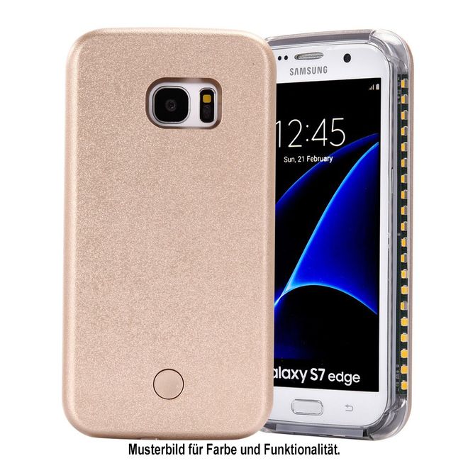 Lumee - Samsung Galaxy S8 Plus Handy Hülle - Case aus Plastik - mit integriertem LED Selfie Licht - gold