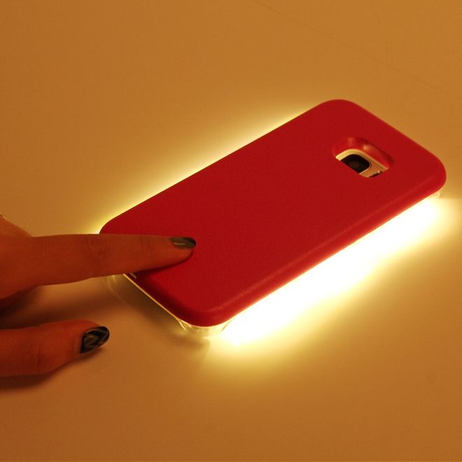 Lumee - Samsung Galaxy S8 Plus Handy Hülle - Case aus Plastik - mit integriertem LED Selfie Licht - gold