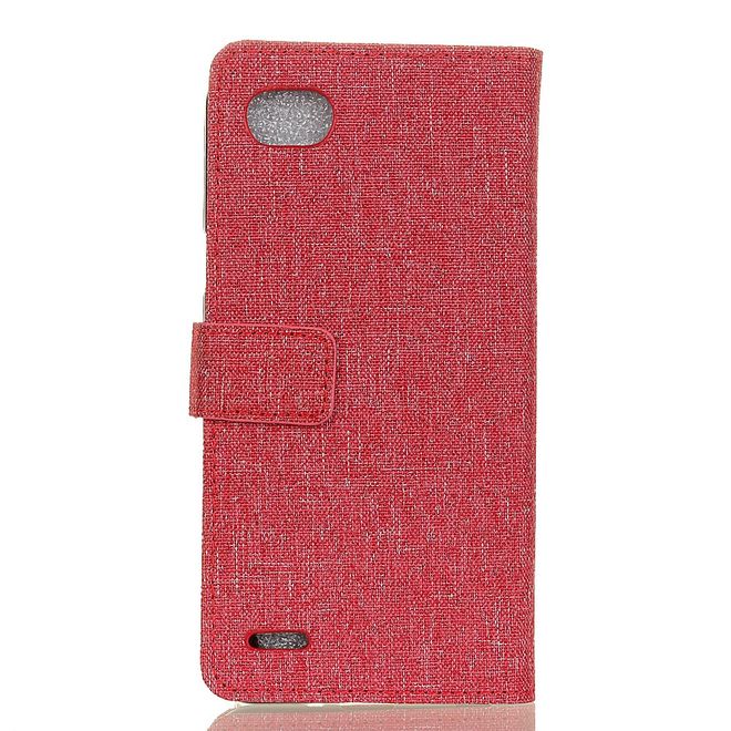 LG Q6 / Q6 Plus Hülle - Cover aus Leder/Stoff - mit Standfunktion - rot