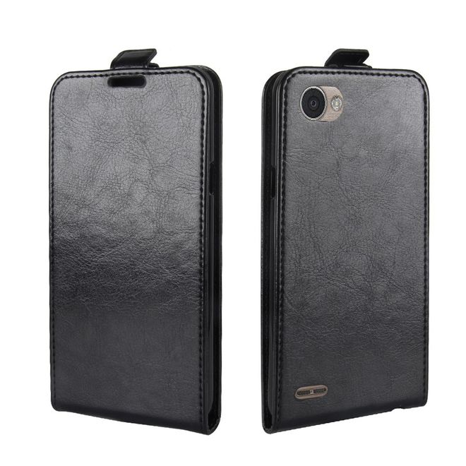 LG Q6 / Q6 Plus Handy Case - Hülle aus Leder - vertikal - mit Visitenkartenfach - schwarz
