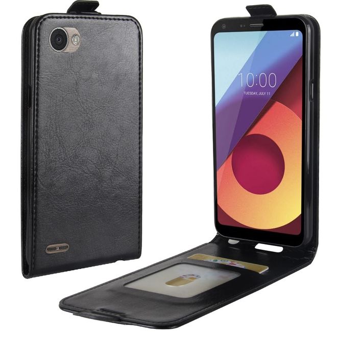 LG Q6 / Q6 Plus Handy Case - Hülle aus Leder - vertikal - mit Visitenkartenfach - schwarz