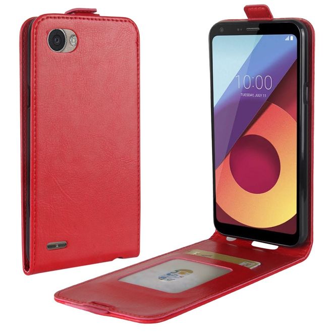 LG Q6 / Q6 Plus Handy Case - Hülle aus Leder - vertikal - mit Visitenkartenfach - rot