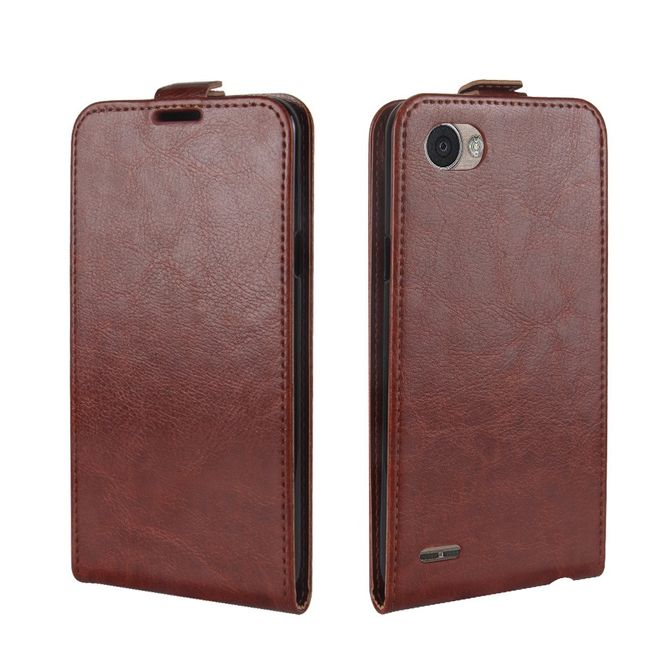 LG Q6 / Q6 Plus Handy Case - Hülle aus Leder - vertikal - mit Visitenkartenfach - braun