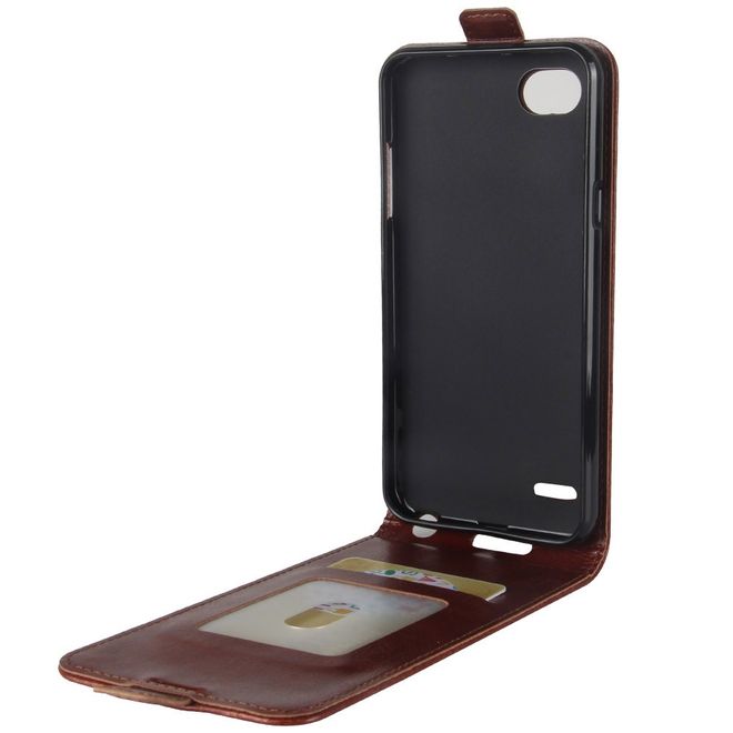 LG Q6 / Q6 Plus Handy Case - Hülle aus Leder - vertikal - mit Visitenkartenfach - braun