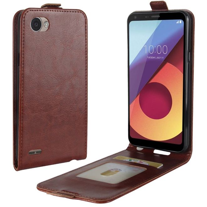 LG Q6 / Q6 Plus Handy Case - Hülle aus Leder - vertikal - mit Visitenkartenfach - braun