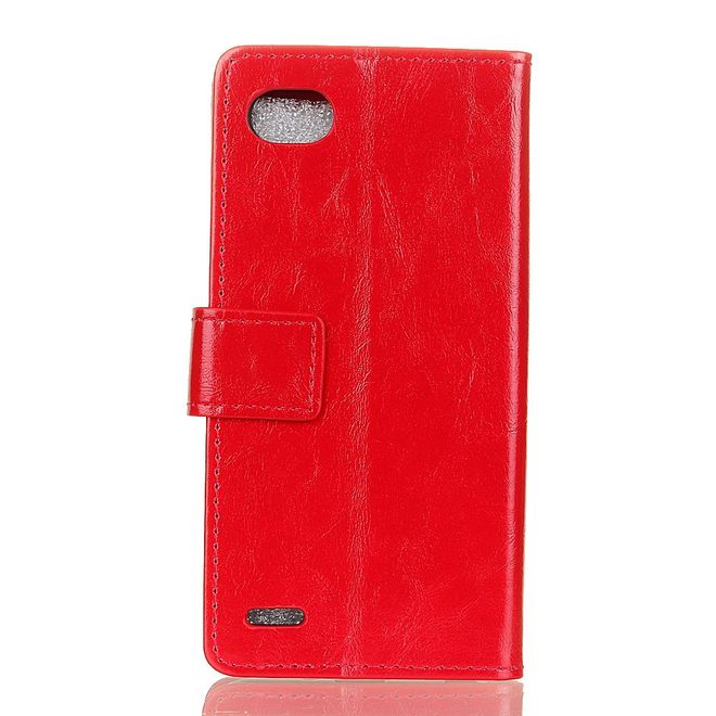 Hülle für LG Q6 / Q6 Plus - Crazy Horse Leder Case - mit Standfunktion - rot
