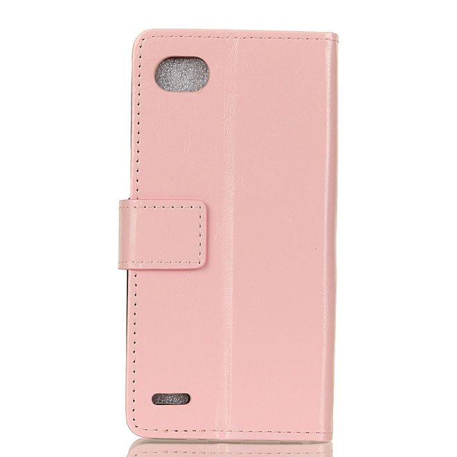 Hülle für LG Q6 / Q6 Plus - Crazy Horse Leder Case - mit Standfunktion - rosegold